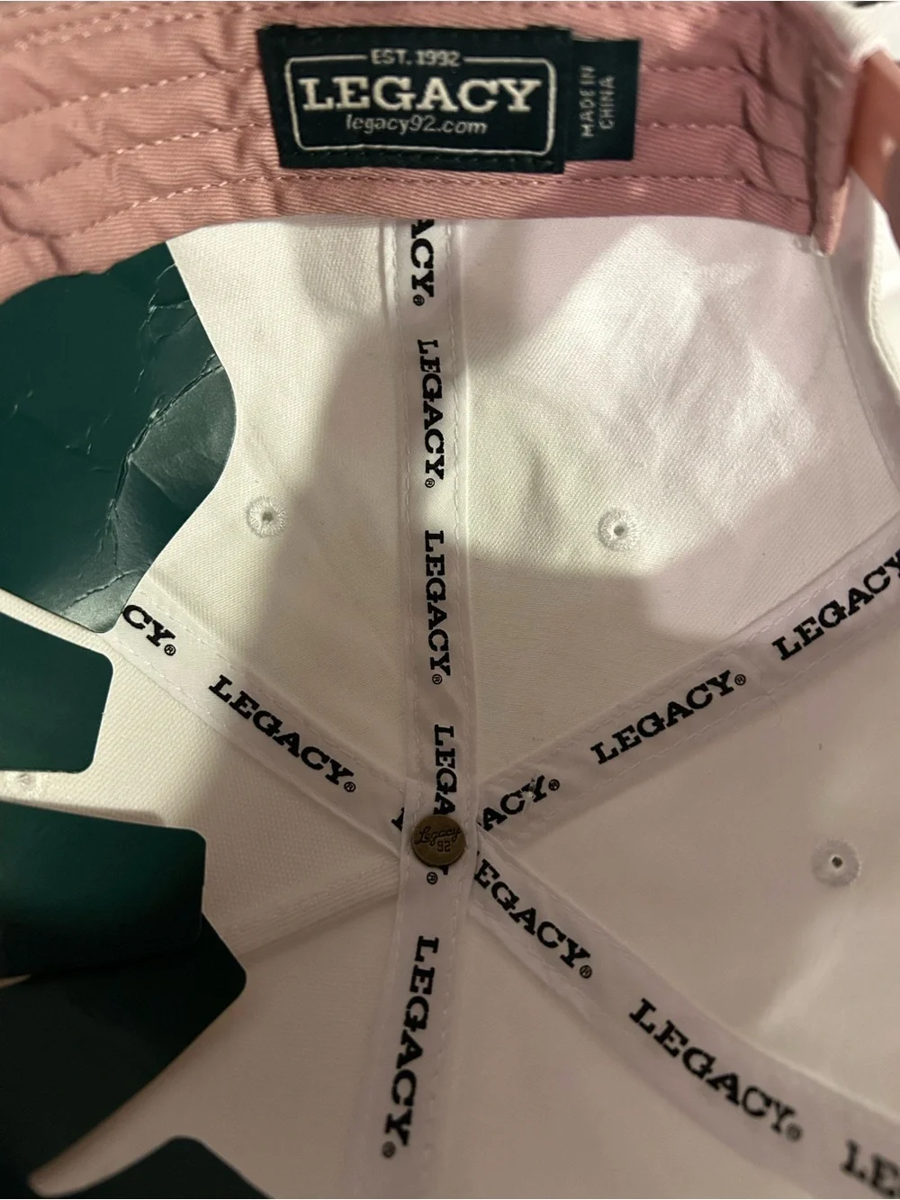 White & Pink Baseball Cap with Rhinestone Houston “H”
